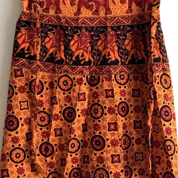 New Orange red red black India new 100% cotton wrap skirt - Picture 4 of 6